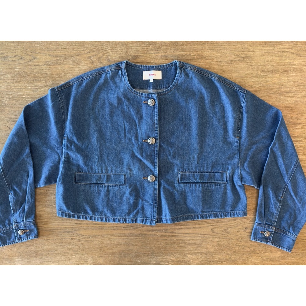 Xirena Paley Cropped Denim Boxy Oversized Jacket-Blue Jay-Womens Sze S-NWOT $345 - Picture 2 of 16